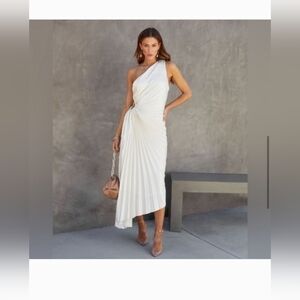 House of Harlow 1960 Green One‎ Shoulder Pleated Dress